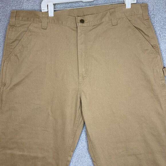 Carhartt Pants Mens 42x32 Loose Fit Canvas Carpenter Jean B324 Beige Tan Rugged - Picture 3 of 16